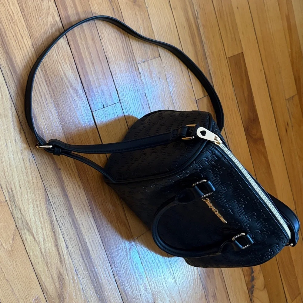 Juicy Couture Black Faux Leather Handbag Shoulder Bag, Y2K Style Accessory Purse